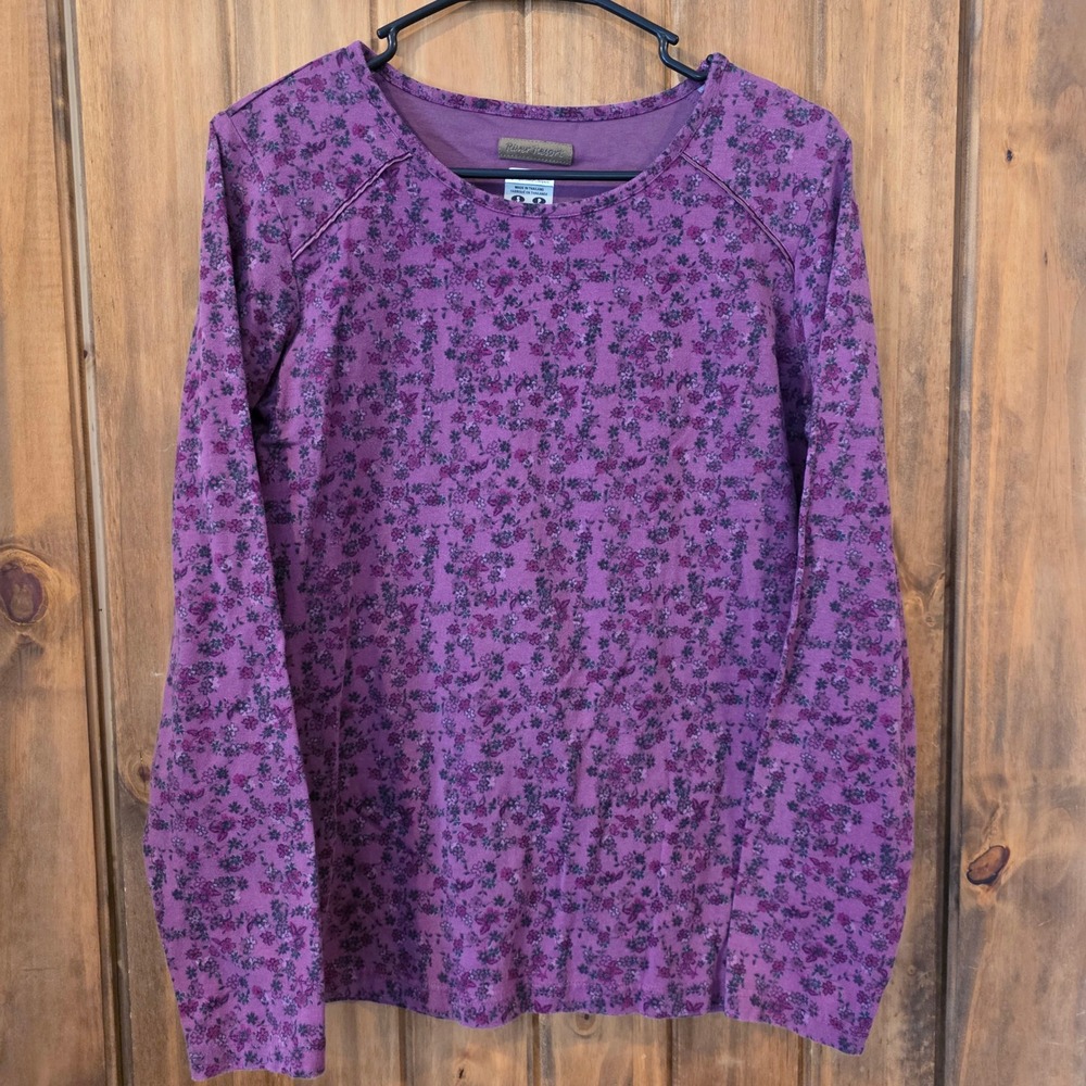 Columbia River Resort Top Womens Small Purple Excellent Floral Long Sleeve Shirt